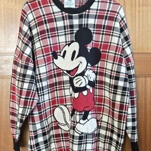 Disney Mickey Mouse Checkered Sweater - Red, Black, and White